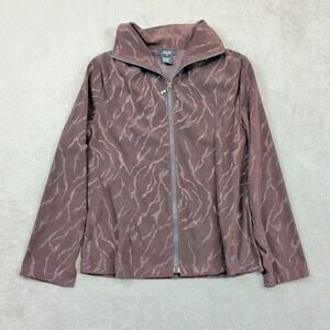 Nabi Vintage Size S Women Brown Animal Tiger Print Zip Up Funnel Neck Jacket